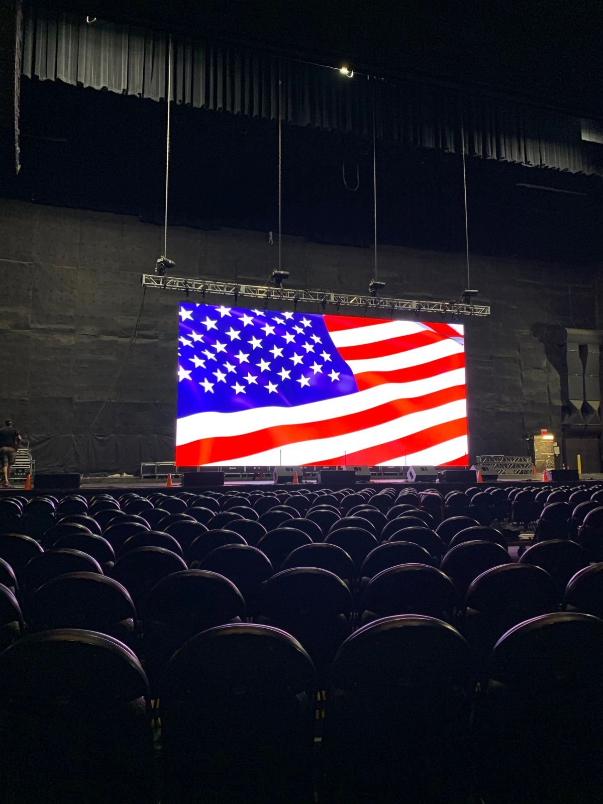 LED video wall and stage lighting during a live performance